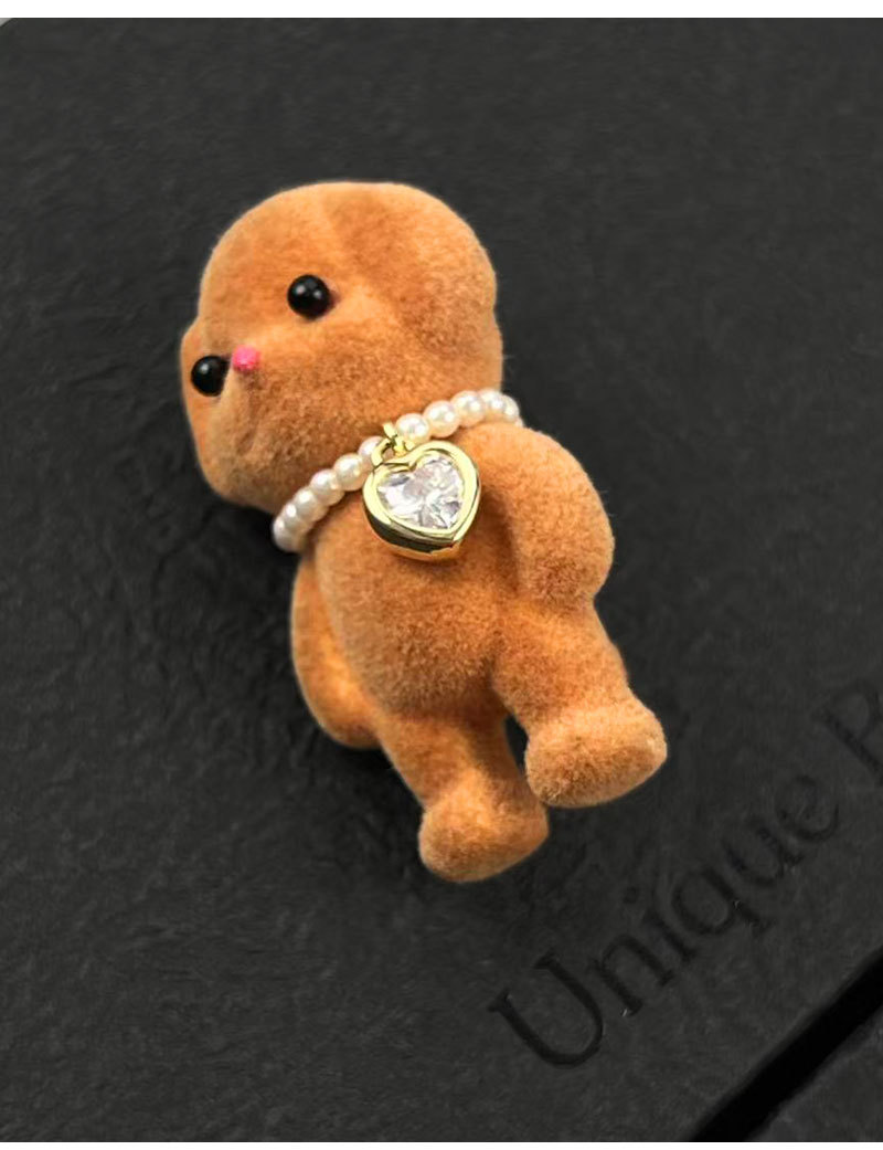 Cute and adorable plush little VIP brooch, new fashionable little animal dog brooch, exquisite plush figurine brooch pic 13