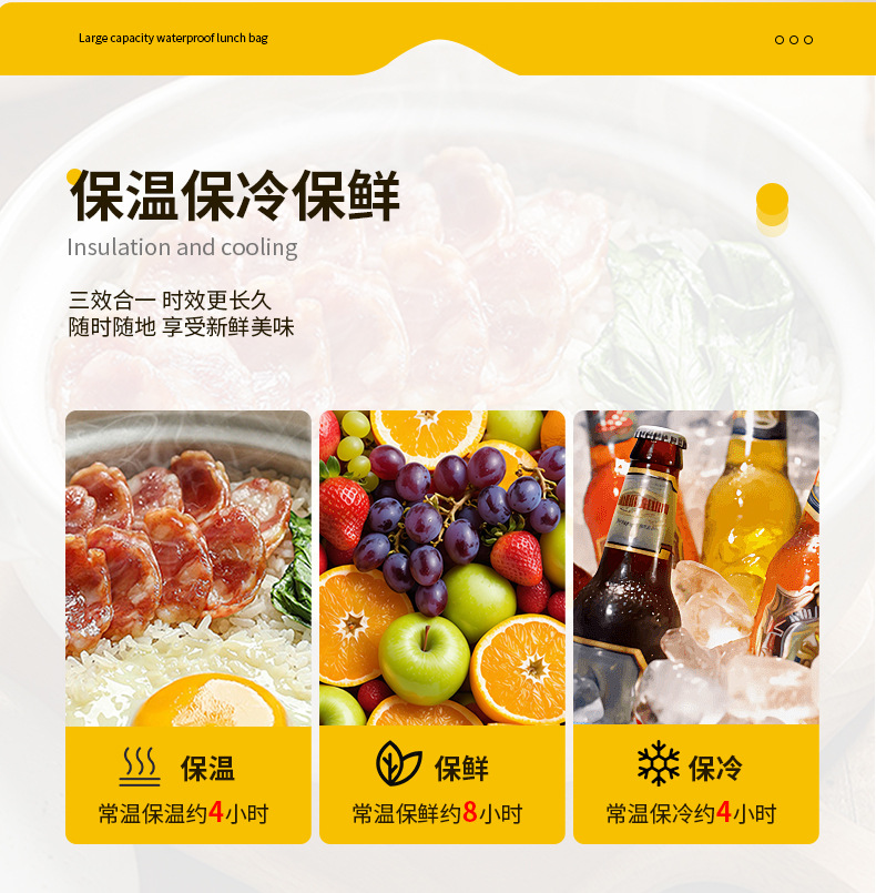 批发大容量保温袋饭盒包带饭手提袋子加厚铝箔便当午餐包户外旅行详情4