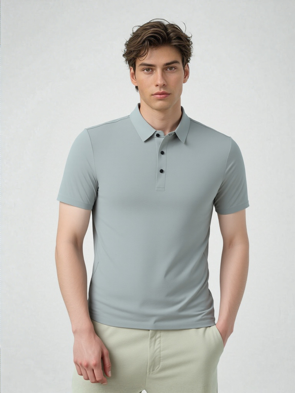 2025 verano sin marcas hielo seda polo hombre premium sense negocios manga corta camiseta hombre polo casual manga corta pic 1