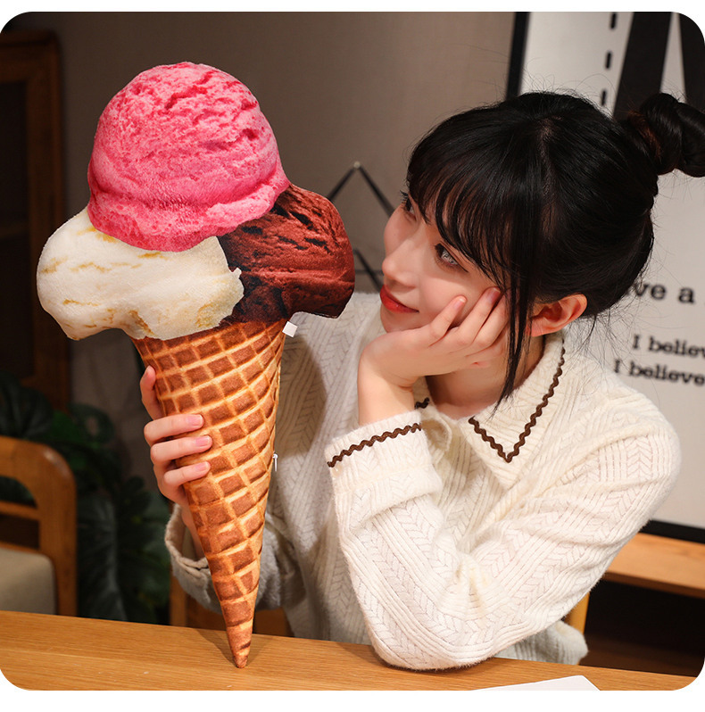 跨境仿真冰淇淋抱枕毛绒玩具甜筒雪糕玩偶娃娃甜品店装饰沙发摆件详情8