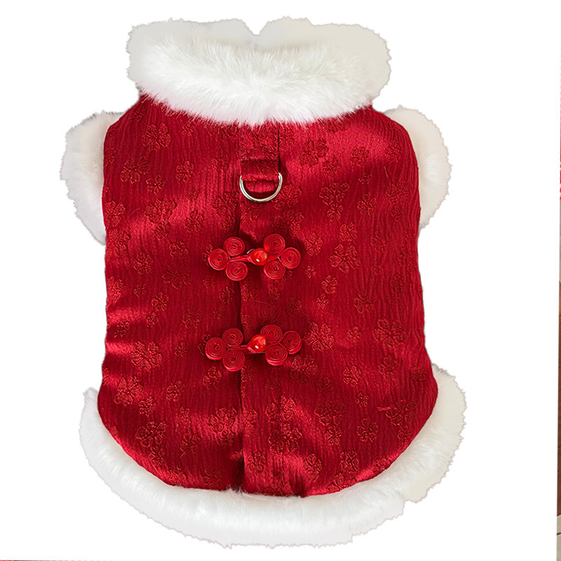 New Year's fleece autumn and winter Chinese style jacquard vest, thickened pet dog and cat clothes, clothing and accessories, Teddy Bear pic 15