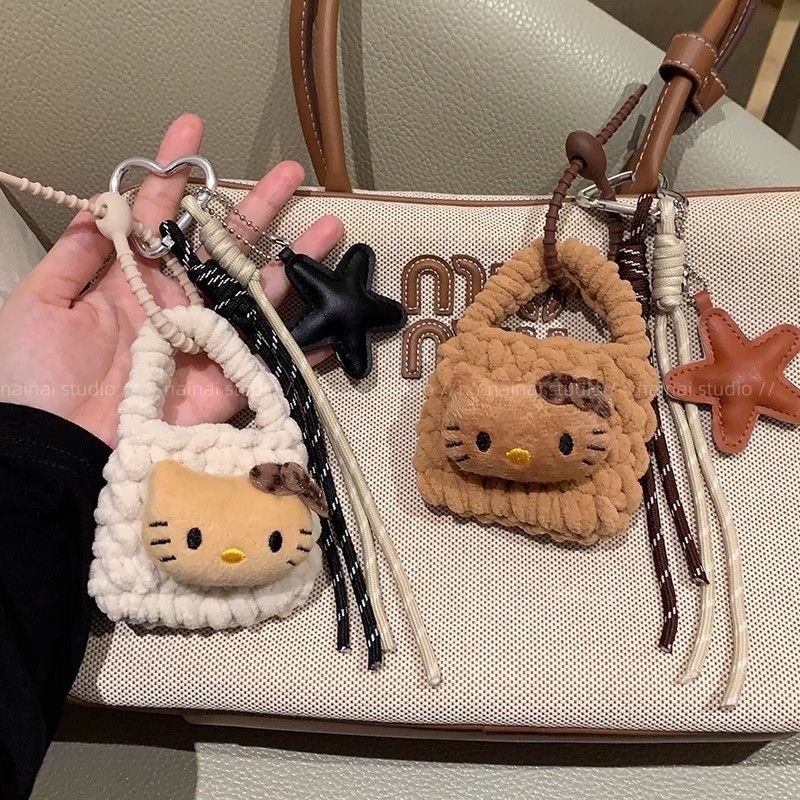 Ins-style Korean kitty coin purse, black leather leopard print KT cat headphones, storage bag, pendant, lanyard, keychain, pendant pic 4