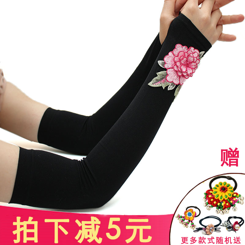 防晒袖套女防紫外线冰丝手袖护臂骑行夏天开车长款手臂套薄款户外详情3