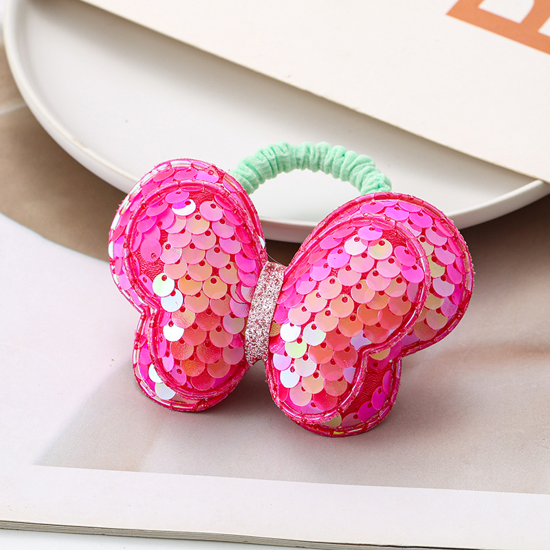 2025新款亮片蝴蝶发绳儿童发圈蝴蝶结扎高马尾头绳女孩橡皮筋头饰详情6