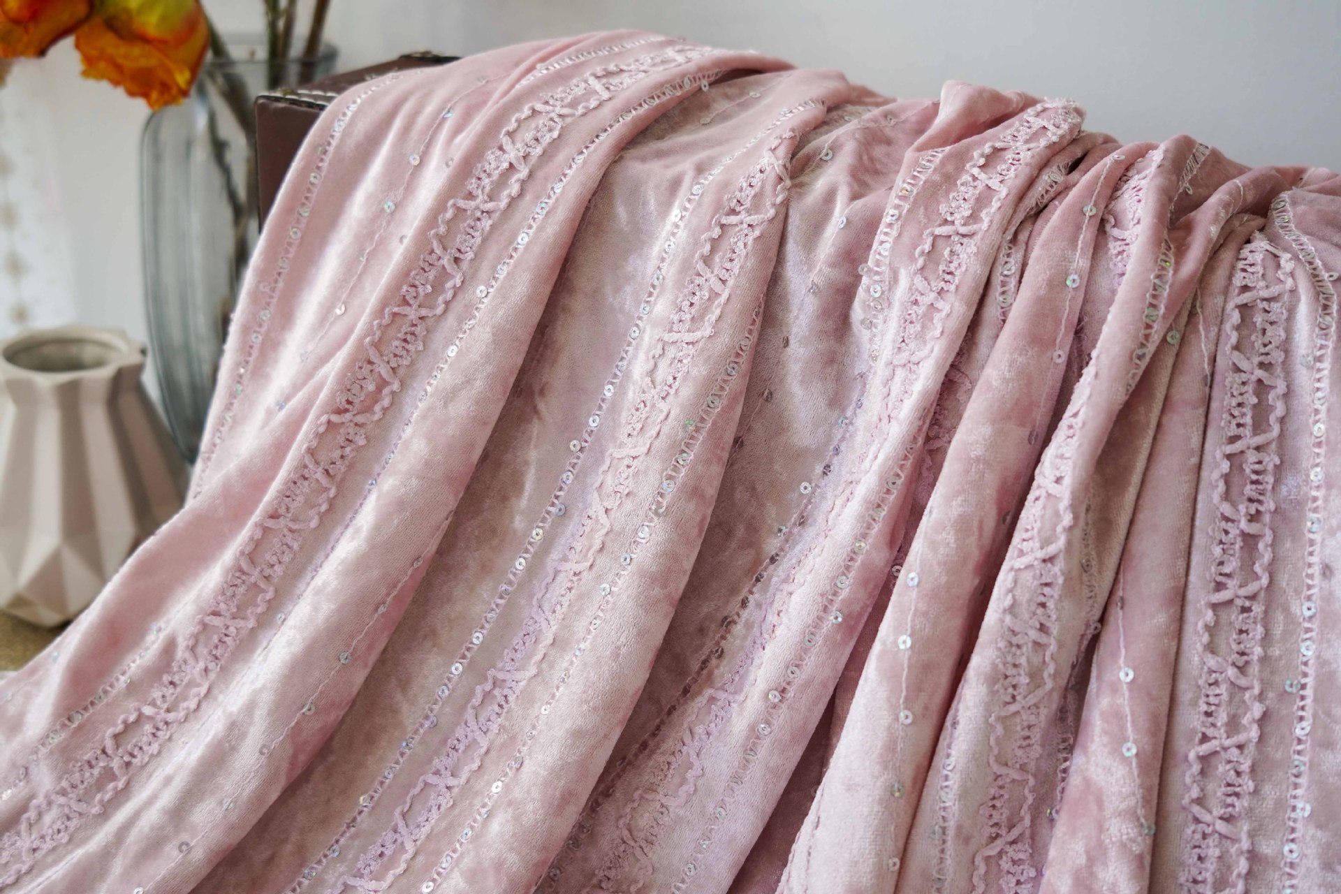 New milk velvet sequin stretch striped stage dress color fabric, spring and autumn diy texture fashion embroidered fabric pic 12