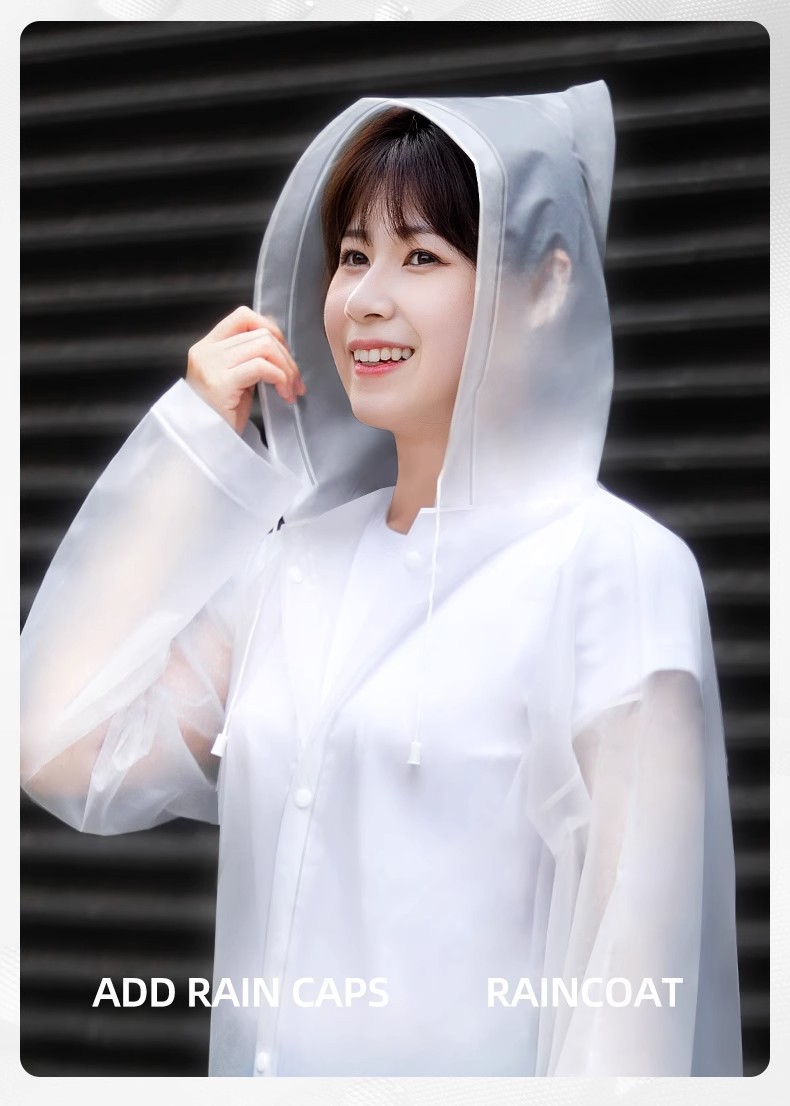 透明雨衣女模特款防风防水时尚穿搭雨衣详情7