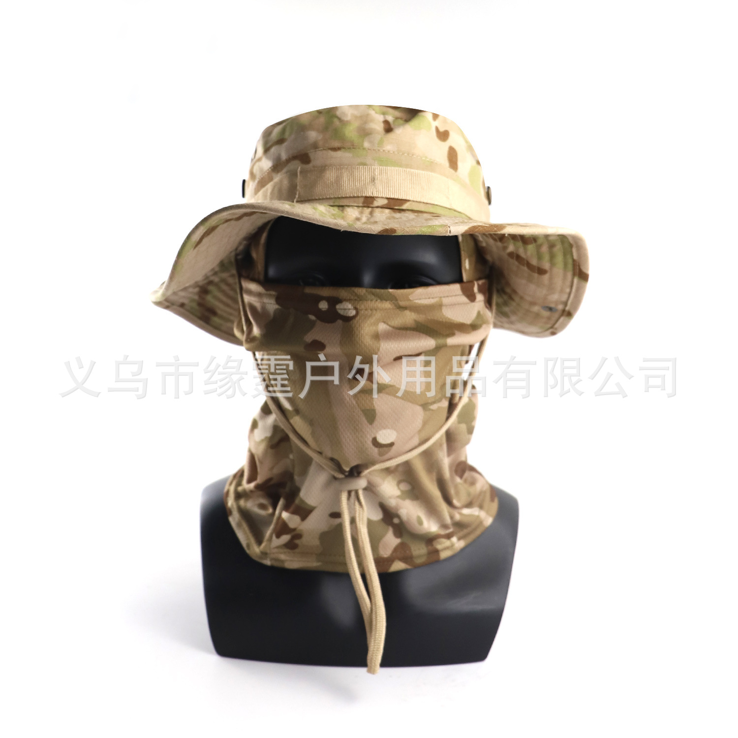跨境现货迷彩圆边帽户外战术伪装奔尼帽可拆卸头套套装巴拉法克帽详情8