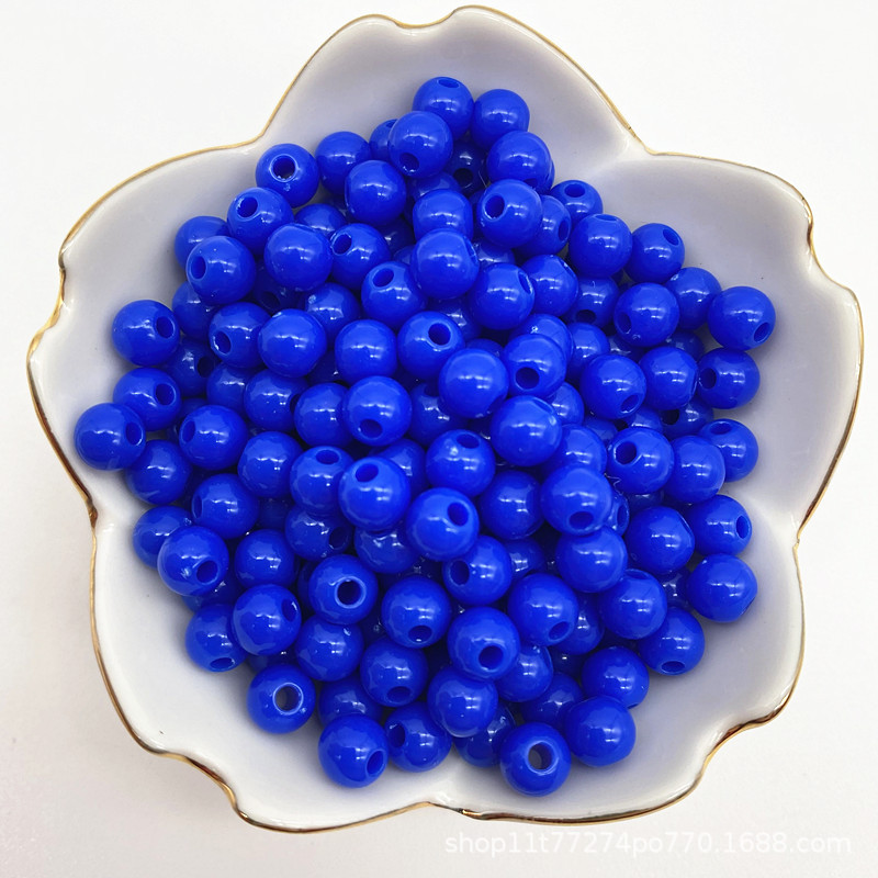 4/6/8mm亚克力直孔实色圆珠 diy手工串珠材料 光面珠子手机链散珠详情16