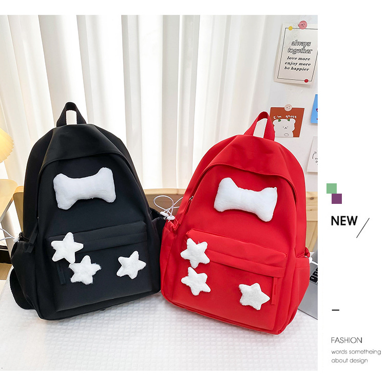 可爱少女小众自制五角星双肩包百搭大学生书包女休闲高中背包详情35