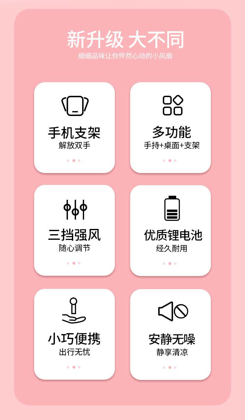 爆款迷你手持小风扇三档USB充电风扇办公室户外必备便携超长续航详情6