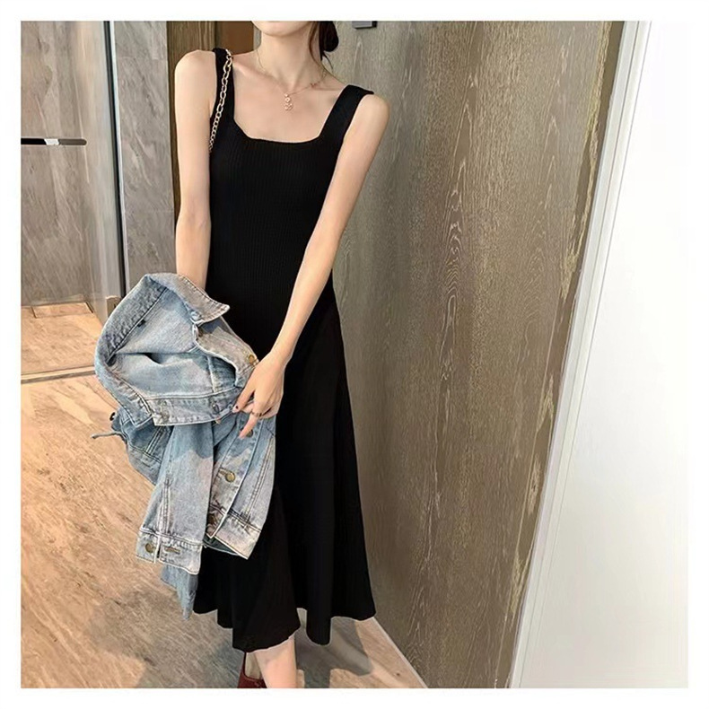 秋季新款打底针织衫女吊带连衣裙韩版宽松胖MM遮肉背心气质收腰裙详情9