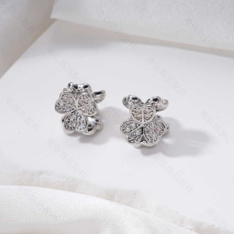18k zircon beads, double-petal flower holders, DIY jewelry accessories, bracelets, sweater chains, copper accessories wholesale, tulips pic 7