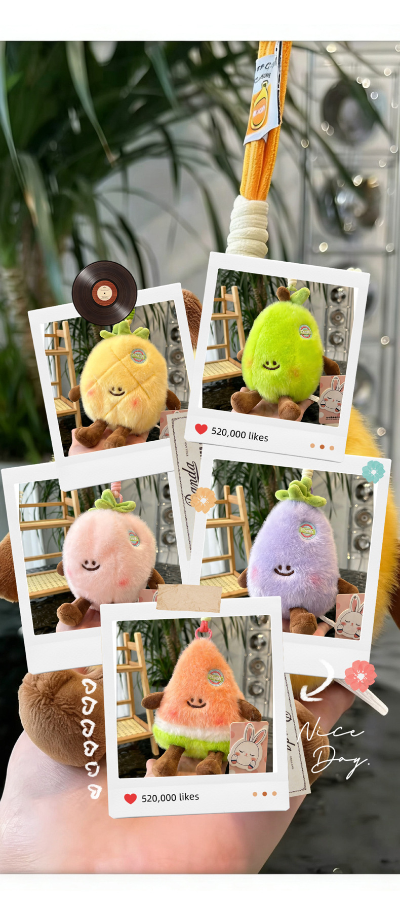Wholesale of cute fruit and vegetable tables, fruit plush toys, watermelons, pineapples, strawberries, keychains, pendants and hand-held dolls pic 4