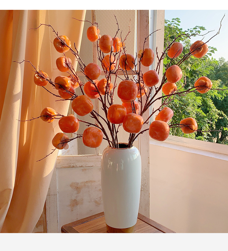 7 artificial persimmon fruit branches and artificial flowers for the New Year's decoration in the living room, a persimmon wishing you all the best. A flower bouquet arrangement pic 12