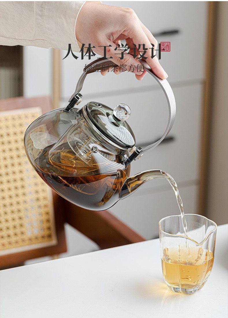 岩山 新款围炉煮茶家用网红电陶炉 煮茶花茶具套装玻璃茶壶煮茶器详情8