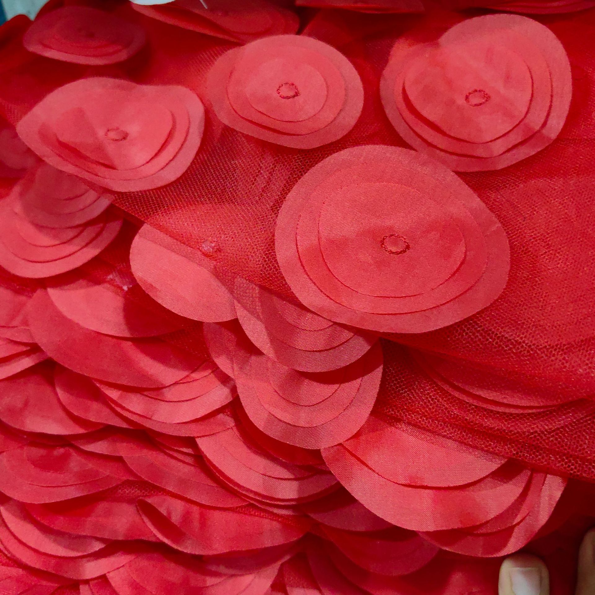 欧洲站激光立体刺绣面料多色网纱圆圈绣花布时尚女装连衣裙面料详情37