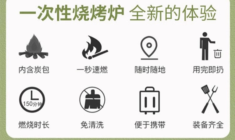 一次性烧烤炉大号烤串烤鱼烧烤架便捷式家用烤肉户外木炭炉碳烤炉详情2