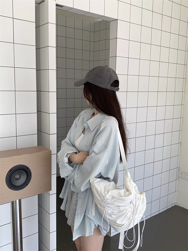 复古港风条纹衬衫外套女春夏长袖休闲垂感衬衣设计感上衣跨境批发详情26