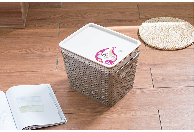塑料收纳篮干衣篮零食收纳杂物收纳筐长方形桌面带盖收纳盒收纳筐详情12