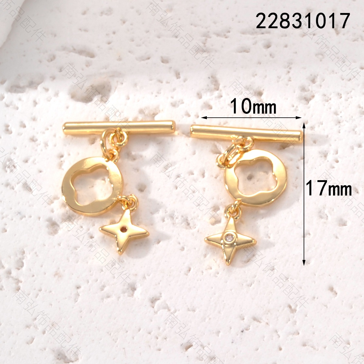 Copper-plated 18k gold pearl necklace with zirconium star-flower OT buckle, a high-end DIY jewelry accessory pic 4