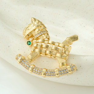 A light luxury and high-end two-color gold zodiac horse brooch, a business-style outfit that leads to success. Exquisite brooch, suitable for both men and women pic 5