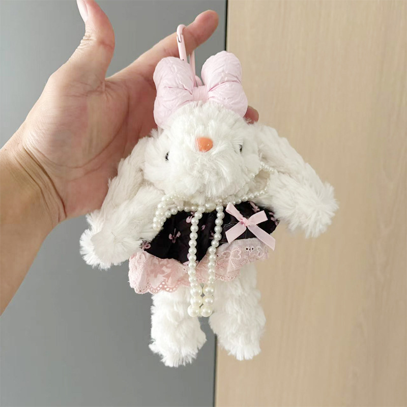 多巴胺格子长耳兔包包挂件小饰品可爱钥匙扣公仔玩偶兔子毛绒玩具详情42