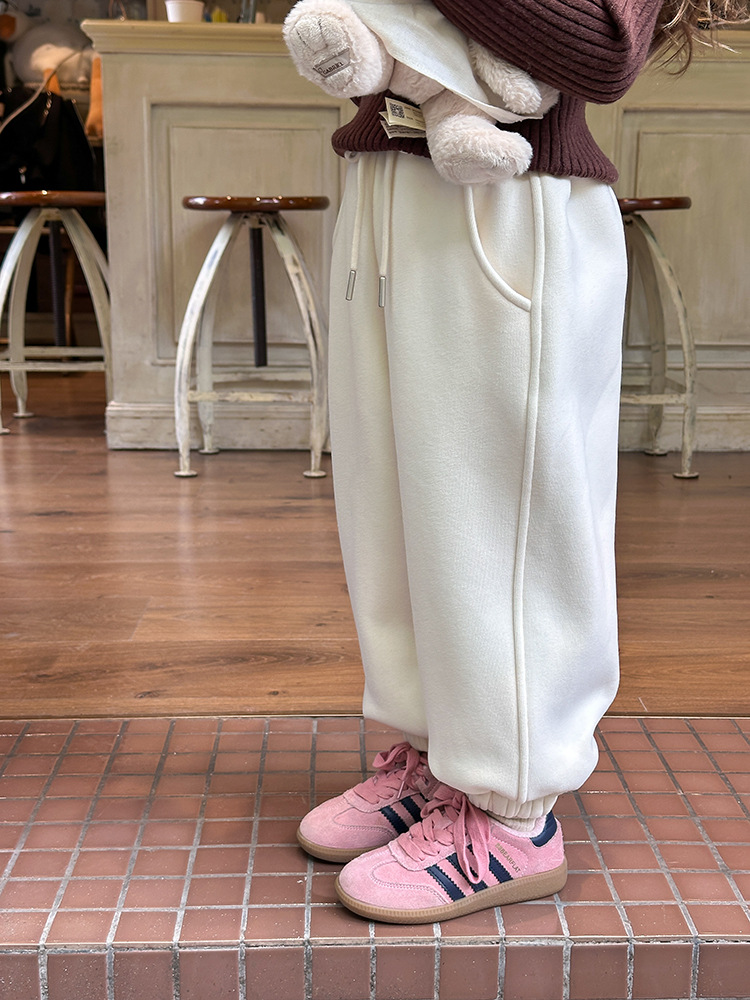 【加绒加厚】儿童卫裤冬季男女童韩版刺绣爱心宽松休闲运动裤详情37