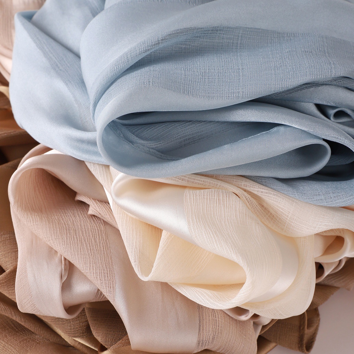 百搭宽条纹镂空纯色缎面长巾丝滑柔软透气仿真丝女包头巾旅行披肩详情19