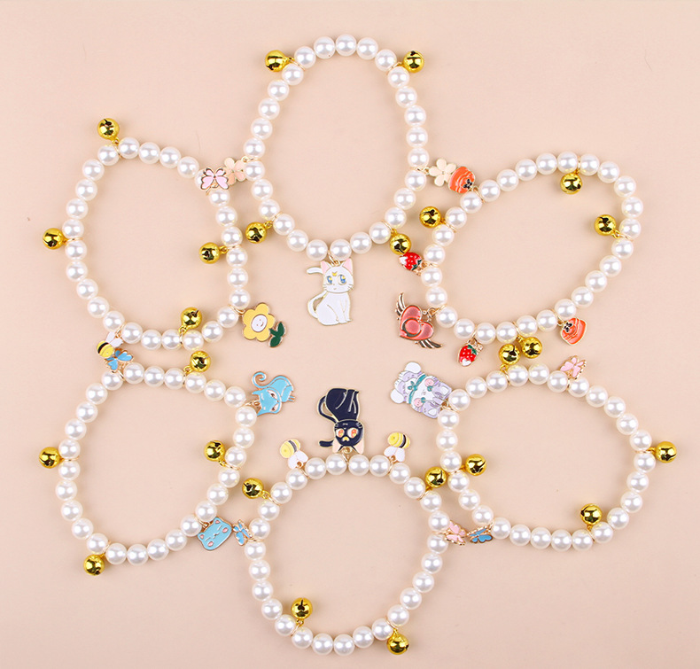 亚马逊宠物项链猫咪珍珠项圈挂饰宠物猫咪狗狗项圈珍珠饰品批发详情13