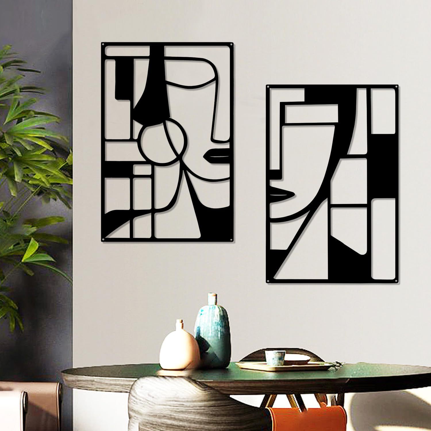 金属激光艺术人脸线条金属壁挂画金属墙艺术家居装饰客厅墙饰壁挂详情3