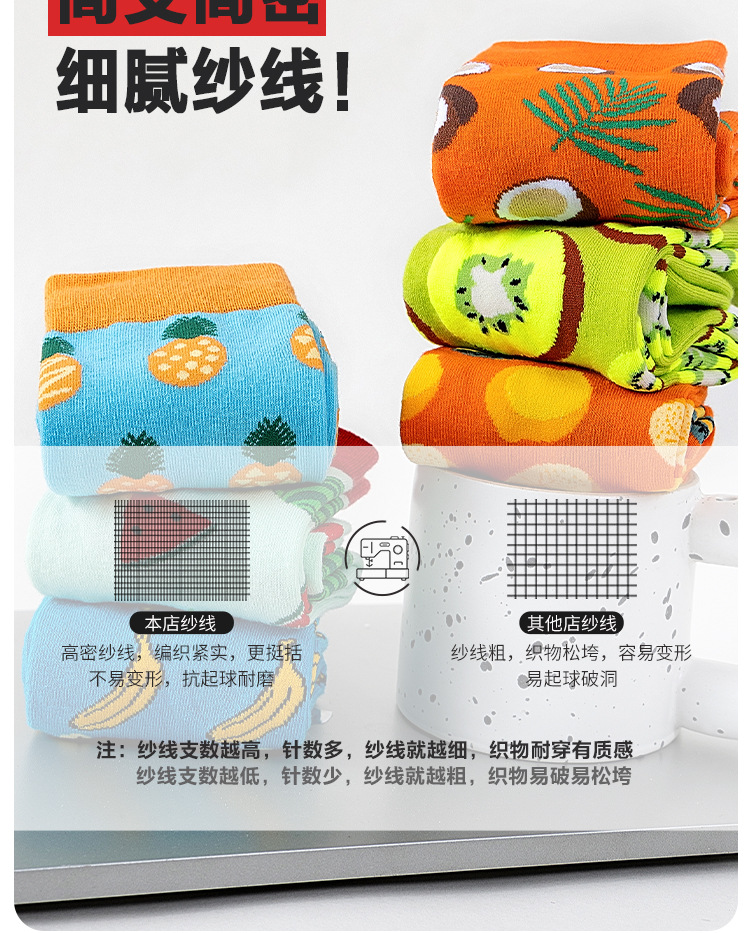 亚马逊原创跨境时尚潮流ins女袜水果牛油果中筒袜情侣长袜批发详情10