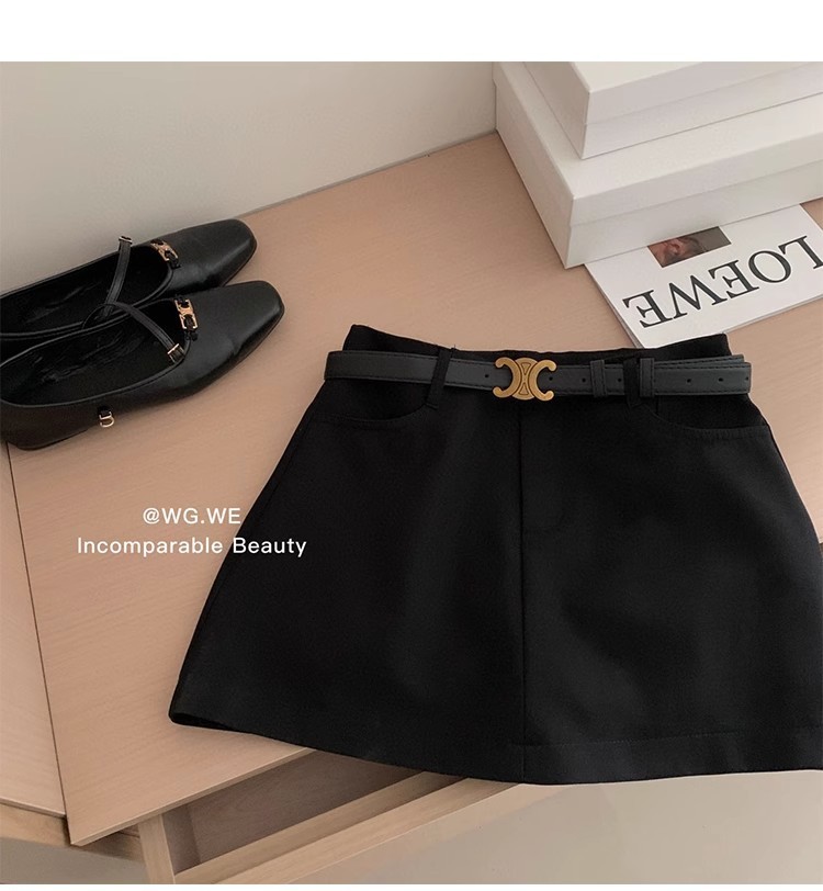 黑色气质西装半身裙女高腰显瘦夏季新款辣妹a字裙防走光休闲短裙详情5