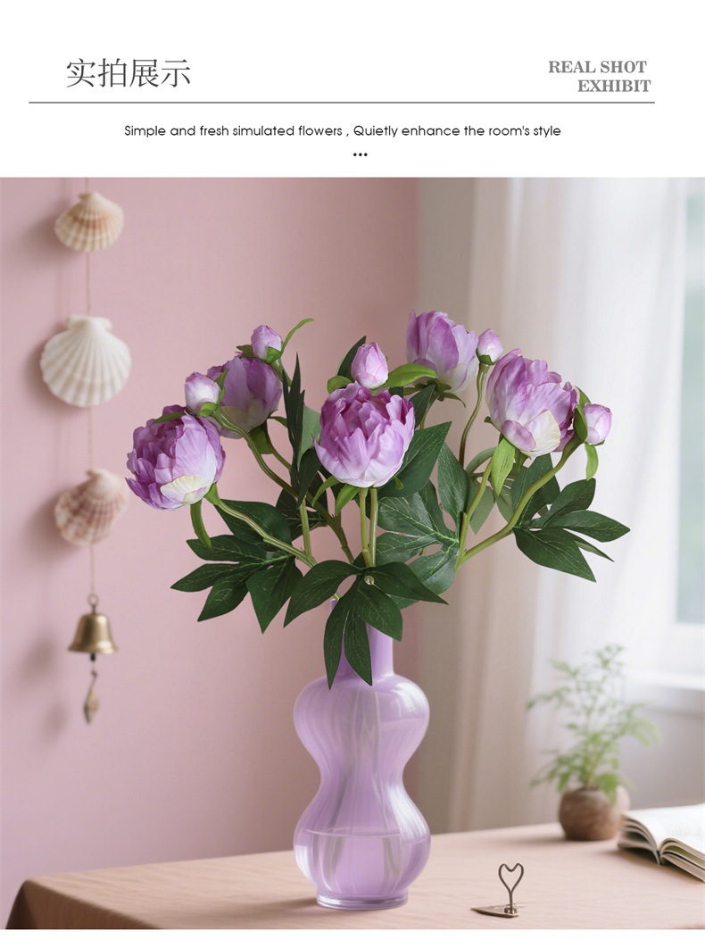 欧式迷你2头仿真牡丹花婚庆家居软装插花绢花摆放花艺仿真芍药详情5