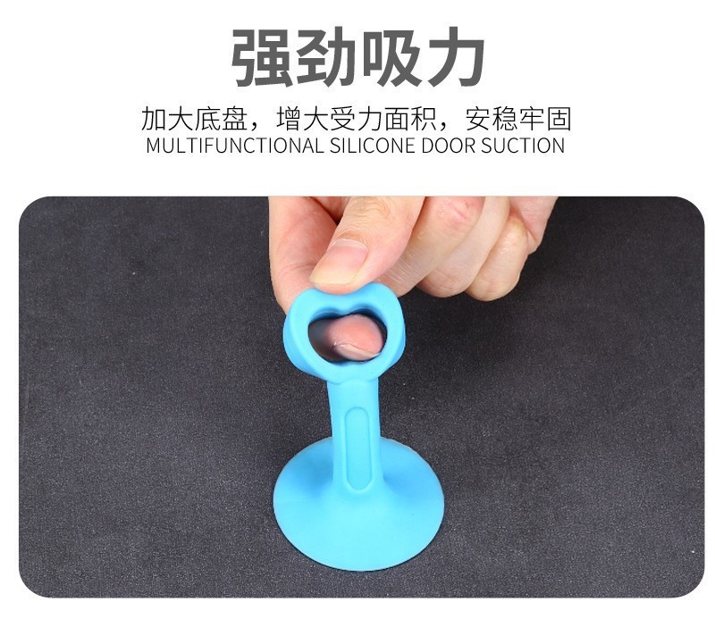 Silicone door suction, non-perforating anti-collision pad, buffer sticker, plastic rubber door, bathroom door top handle, door stop wholesale pic 3