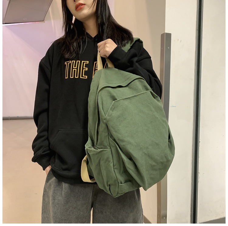 书包女休闲复古耐磨帆布双肩包男女日系大学生简约百搭旅行背包男详情17