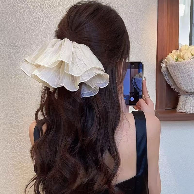 The same large intestine hair band as female celebrities ~ Korean-style high-end hair tie for a stylish 2024 new super large hair tie pic 5