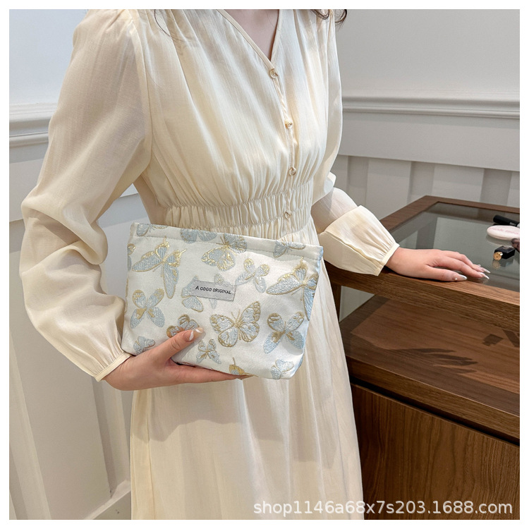 跨境蝴蝶化妆包小清新便携护肤品收纳袋旅行洗漱包帆布方包手拿包详情27