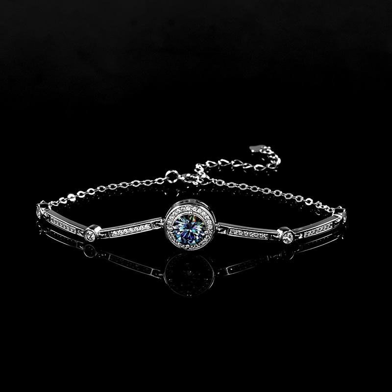 S925 sterling silver bracelet, one-carat Mosan luxury round bag bracelet, live-streaming same style, Korean version, high-end and light luxury pic 12