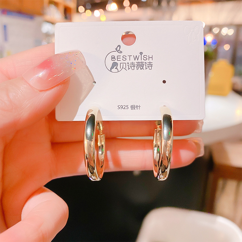 抖音爆款气质素圈耳环女潮高级感大气小耳圈批发详情8