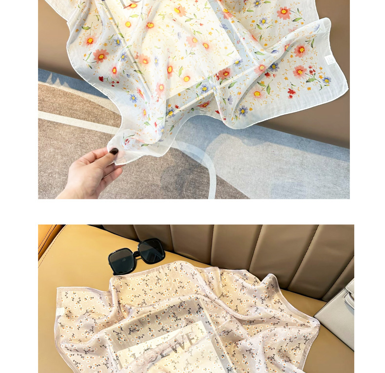 薄款丝巾70*70真丝雪纺丝巾碎花 100%桑蚕丝围巾女绑包小方巾批发详情13