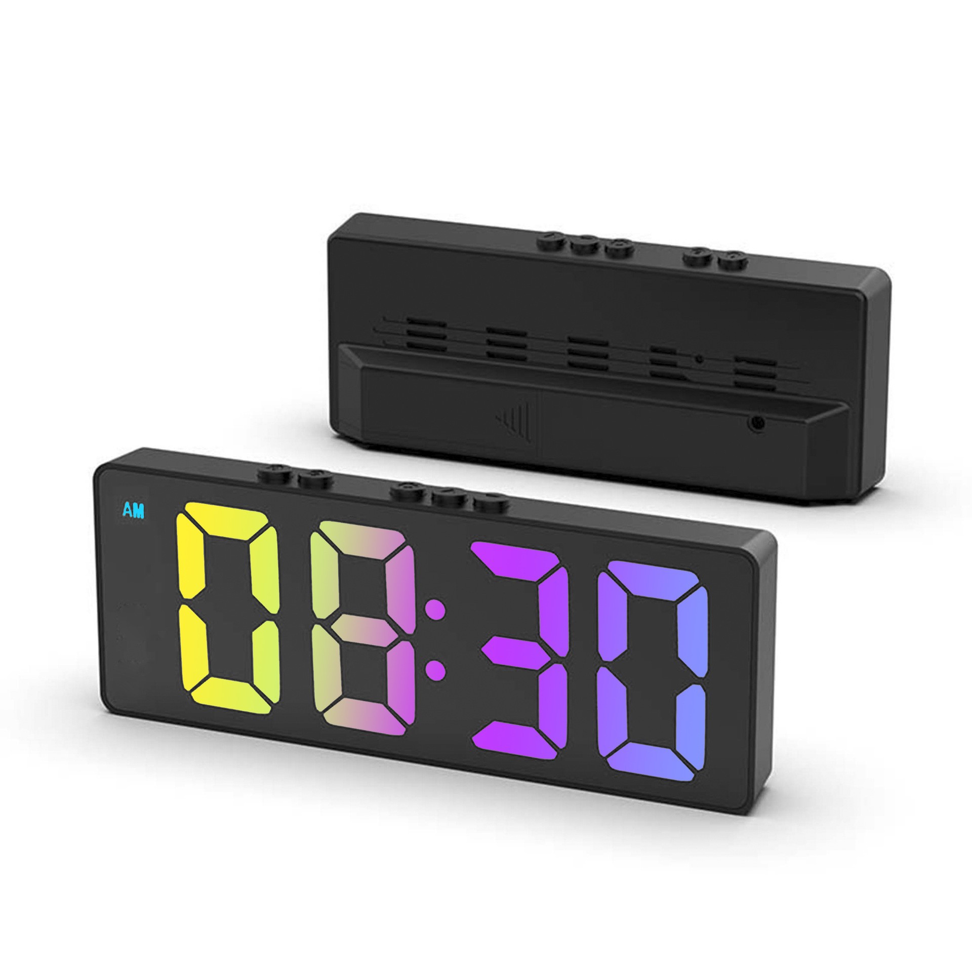 Color screen simple LED electronic alarm clock, student plug-in dual-purpose small alarm clock, digital clock, voice-controlled temperature clock pic 4