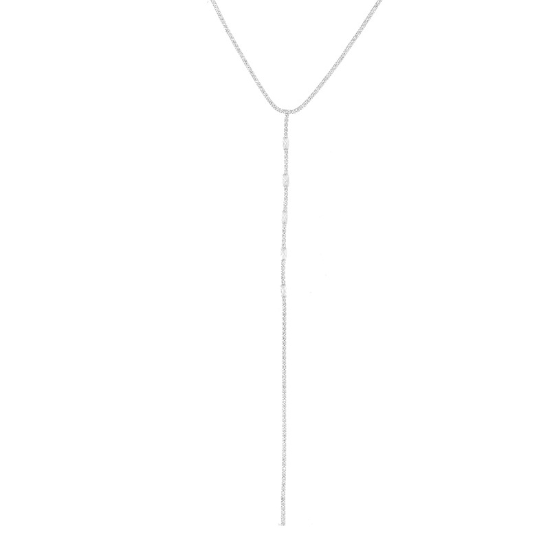 Cross-border new product necklace: Sexy Y-shaped long zircon necklace, European and American InS-style personalized neck-fitting collarbone diamond necklace pic 9