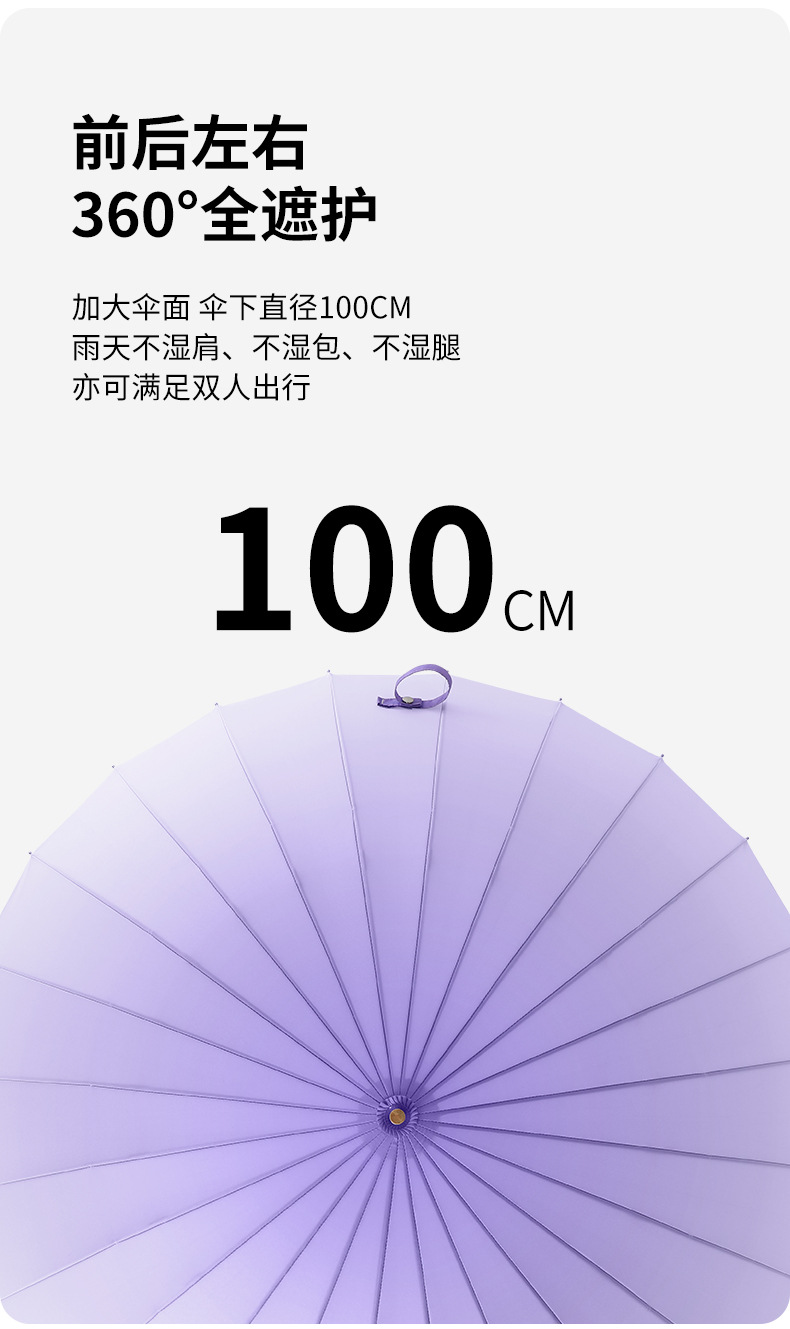 新款24骨渐变伞竹节手柄碰击布面料抗风加印logo直杆伞广告伞现货详情15
