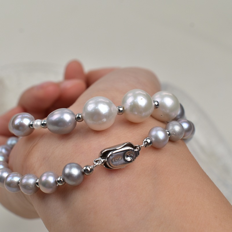 气质灰色巴洛克天然淡水珍珠项链女轻奢简约百搭珍珠锁骨链颈链详情7