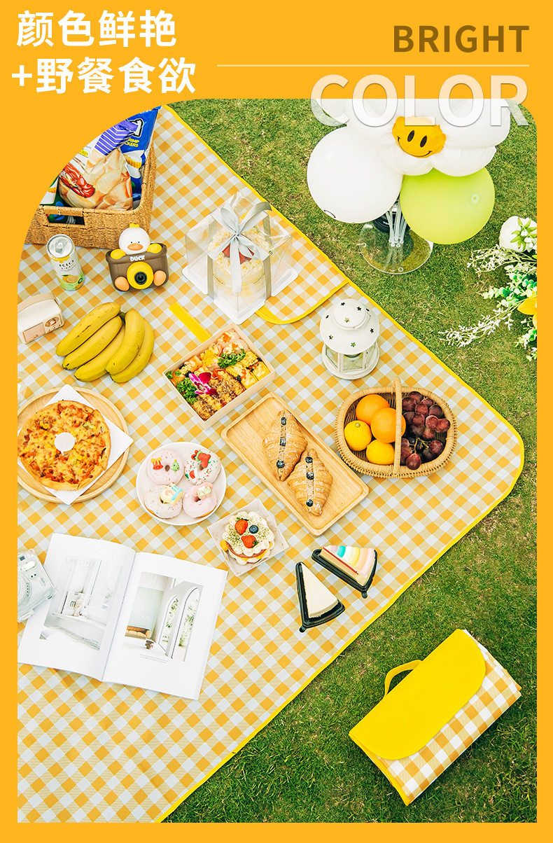 野餐垫防水加厚便携式户外郊游野炊地垫超厚草坪春游沙滩防潮垫子详情10