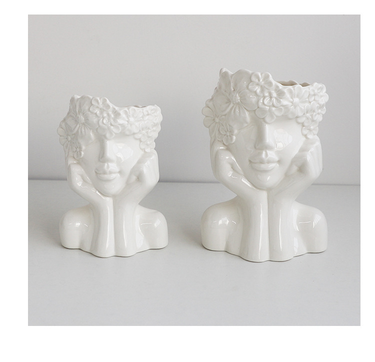 2026 Nordic Creative Home Desktop flower arrangements, figure statues, ornaments, human body ceramic vases, artistic flower vases, cross-border wholesale pic 10