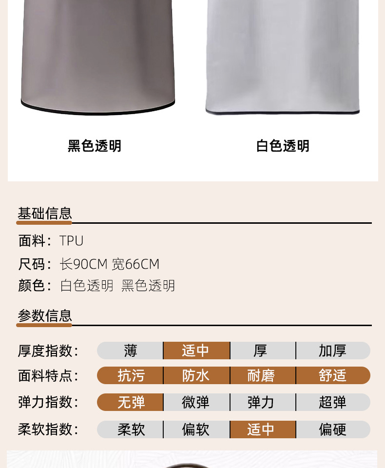 免洗围裙女家用厨房防水防油餐饮做饭专用透明TPU材质年轻工作服详情8