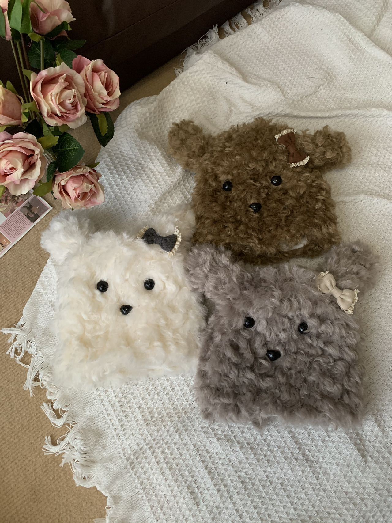 新卡通毛茸茸可爱斜耳狗毛绒手套时尚护手女加厚保暖百搭时尚袖套详情27