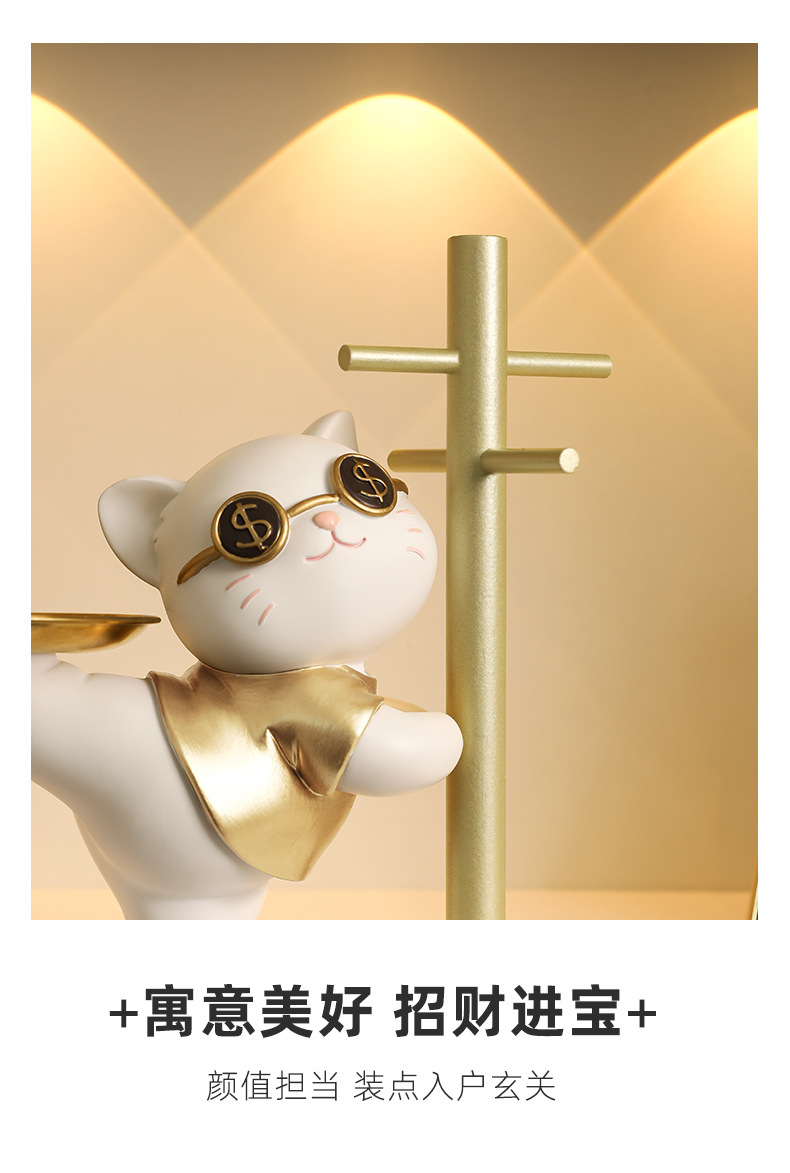 招财猫树脂工艺品收纳礼物家居摆件工厂直销清仓玄关儿童房钥匙架详情7