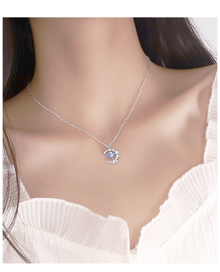 New trendy star moon necklace for women, with a light luxury and niche design sense on Instagram. Star moon pendant collarbone chain pic 4